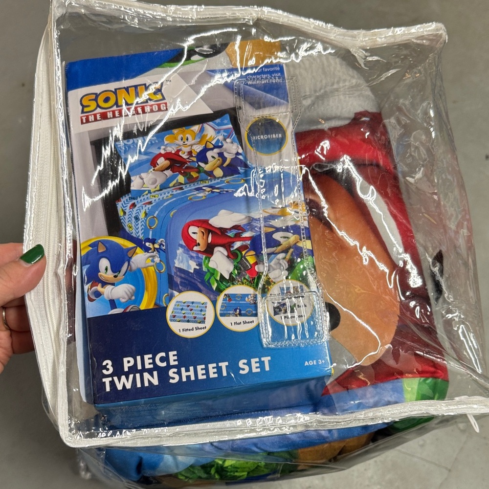 3 Piece sonic Twin Sheet Set - Blue and Red